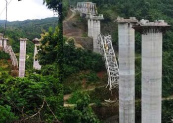 മിസോറാമിൽ നിർമാണത്തിലിരുന്ന റെയിൽവേ പാലം തകർന്നു; 17 മരണം