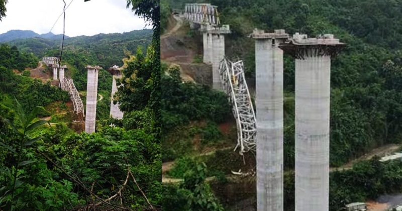 മിസോറാമിൽ നിർമാണത്തിലിരുന്ന റെയിൽവേ പാലം തകർന്നു; 17 മരണം