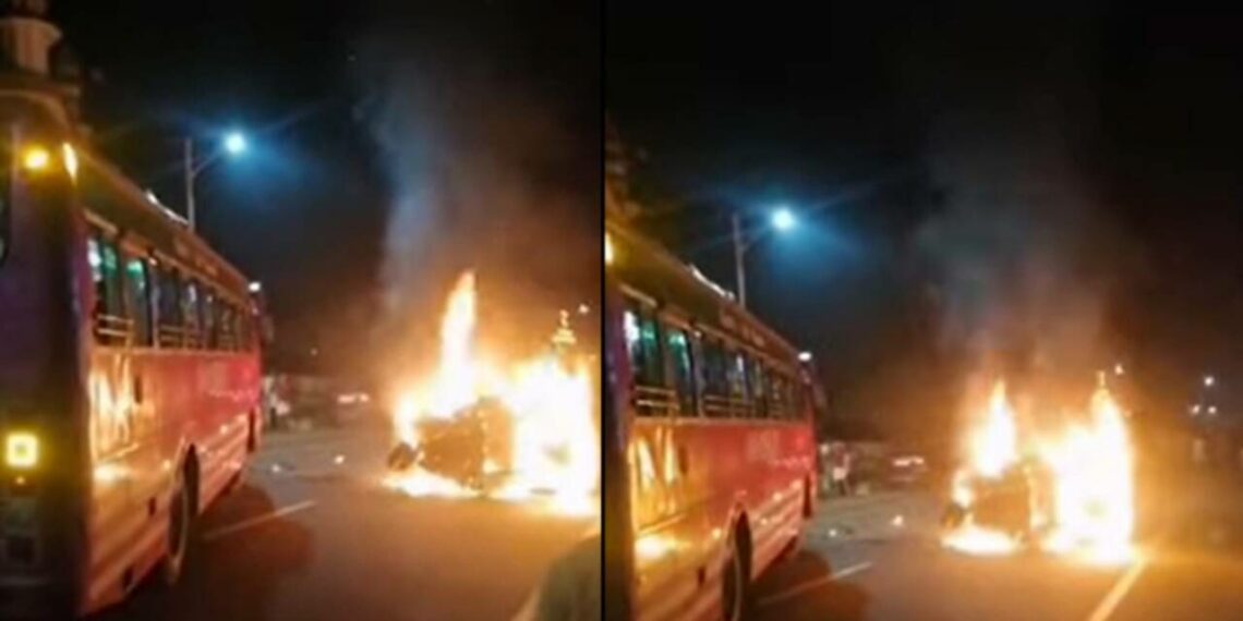 ബസിടിച്ച് മറിഞ്ഞ ഓട്ടോറിക്ഷ കത്തി രണ്ട് പേര്‍ വെന്തുമരിച്ചു; അപകടം കണ്ണൂരില്‍