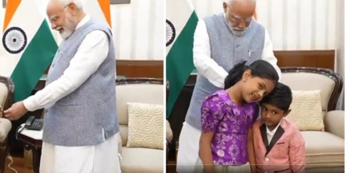 നാണയം ഉപയോഗിച്ച് മാജിക്, കുട്ടികൾക്കൊപ്പം തമാശയും കളിചിരികളുമായി പ്രധാനമന്ത്രി; വൈറൽ വീഡിയോ