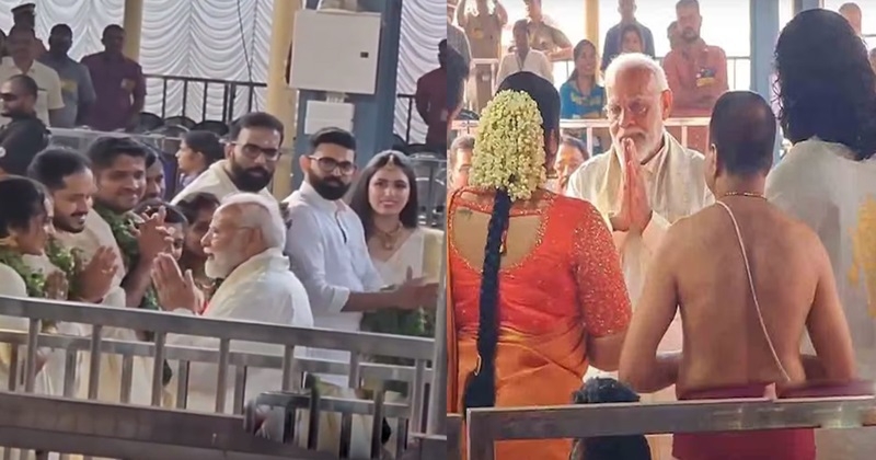 സുരേഷ് ഗോപിയുടെ മകൾക്കൊപ്പം ഗുരുവായൂരിൽ വിവാഹം നടന്ന 10 വധുവരന്മാരെയും അനുഗ്രഹിച്ച് പ്രധാനമന്ത്രി