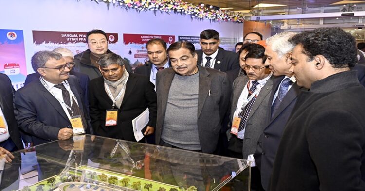 The Union Minister for Road Transport and Highways, Shri Nitin Gadkari visits an exhibition at Ropeway Symposium & Expo 2024, in Yashobhoomi Convention Center, Dwarka, Delhi on January 23, 2024.