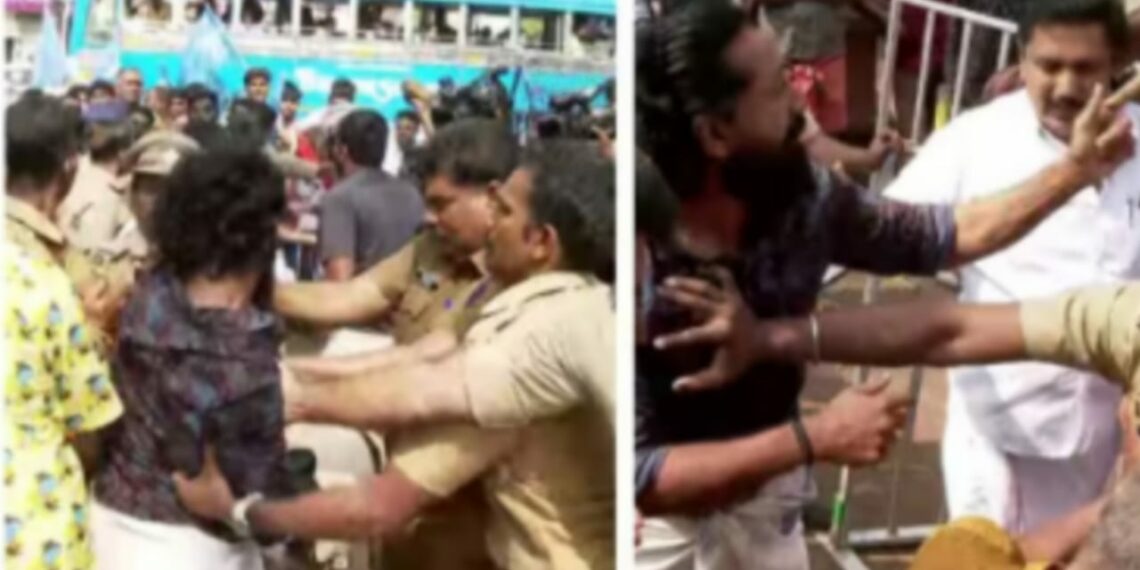 മോദിയുടെ വേദിയിൽ ചാണകവെള്ളം തളിക്കാൻ ശ്രമം