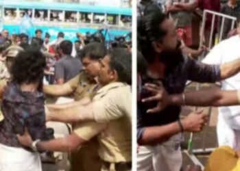 മോദിയുടെ വേദിയിൽ ചാണകവെള്ളം തളിക്കാൻ ശ്രമം