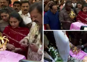 തൃശൂർ ലൂർദ് പള്ളിയിൽ മാതാവിന് സ്വർണ കിരീടം സമർപ്പിച്ച് സുരേഷ് ഗോപിയും കുടുംബവും