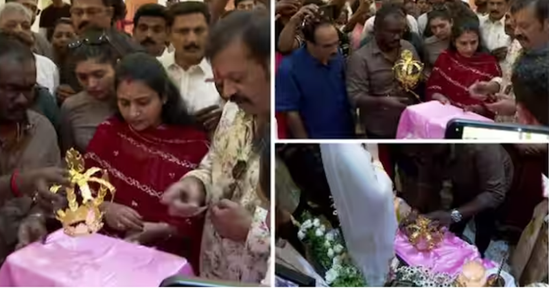 തൃശൂർ ലൂർദ് പള്ളിയിൽ മാതാവിന് സ്വർണ കിരീടം സമർപ്പിച്ച് സുരേഷ് ഗോപിയും കുടുംബവും