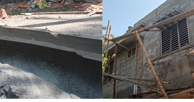 നിർമ്മാണത്തിലിരുന്ന വീടിൻ്റെ സൺഷേഡ് തകർന്ന് രണ്ടു തൊഴിലാളികൾ മരിച്ചു. നാലുപേർക്ക് ഗുരുതര പരിക്ക്