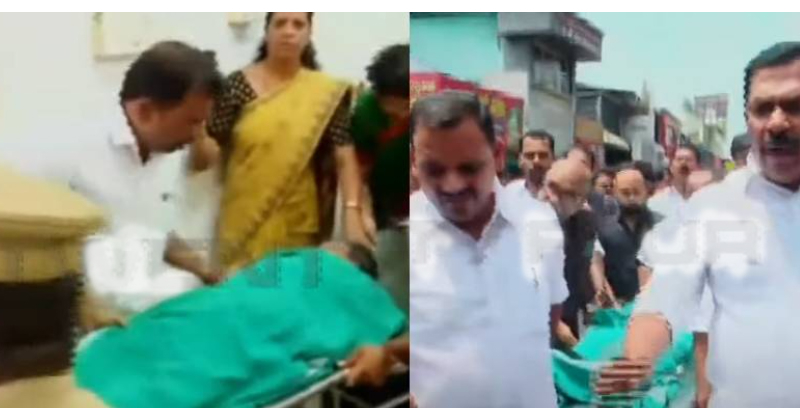 കാട്ടാന ആക്രമണത്തിൽ കൊല്ലപ്പെട്ട വയോധികയുടെ മൃതദേഹവുമായി കോൺഗ്രസ് പ്രതിഷേധം