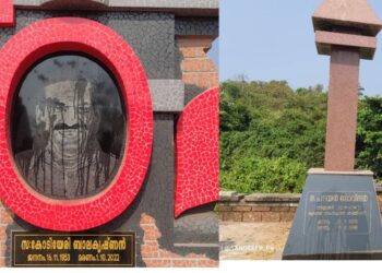 സിപിഎം നേതാക്കളുടെ സ്മൃതികുടീരങ്ങൾ വികൃതമാക്കിയത് പാഴ്വസ്തുക്കൾ പെറുക്കുന്നയാൾ