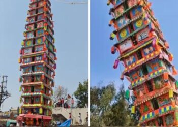 രഥോത്സവത്തിനിടെ 120 അടി ഉയരമുള്ള രഥം തകർന്നു; പരിക്കേൽക്കാതെ ഭക്തർ രക്ഷപ്പെട്ടു