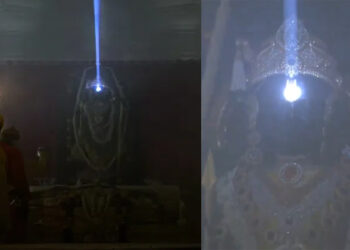 സൂര്യ തിലകം നെറ്റിയിൽ ചാർത്തി രാം ലല്ല