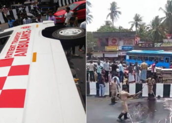 കാസര്‍കോട്ട് ആംബുലന്‍സും കാറും കൂട്ടിയിടിച്ച് അപകടം; മൂന്നുപേര്‍ മരിച്ചു