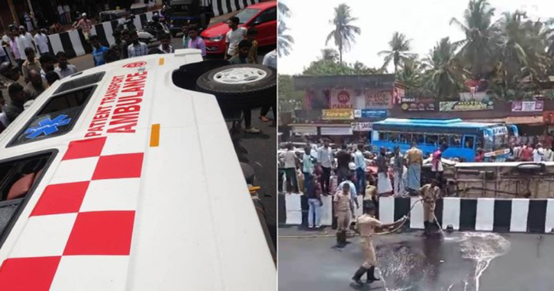 കാസര്കോട്ട് ആംബുലന്സും കാറും കൂട്ടിയിടിച്ച് അപകടം; മൂന്നുപേര് മരിച്ചു