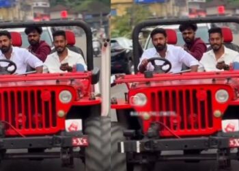 ‘മാസ്സ് ബിജിഎമ്മും സിനിമാ ഡയലോഗും’; നമ്പർ പ്ലേറ്റില്ലാത്ത രൂപമാറ്റം വരുത്തിയ ജീപ്പിൽ സീറ്റ് ബെൽറ്റിടാതെ ആകാശ് തില്ലങ്കേരിയുടെ യാത്ര
