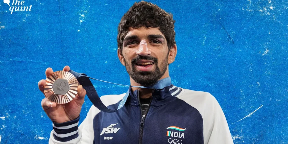 ഒളിമ്പിക്സിൽ ഇന്ത്യയുടെ ആദ്യ ഗുസ്തി മെഡൽ സ്വന്തമാക്കി അമൻ സെഹ്രാവത്