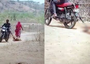 സഹോദരിയെ കാണാൻ ആഗ്രഹിച്ച ഭാര്യയെ, ഭർത്താവ് ബൈക്കിനു പിന്നിൽ കെട്ടി വലിച്ചിഴച്ചു