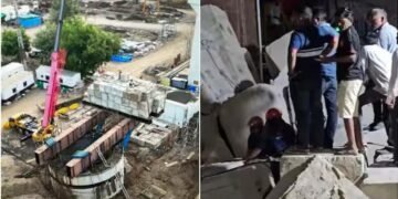 നിർമാണത്തിലിരുന്ന റെയിൽവേ പാലം തകർന്ന സംഭവം; മൂന്ന് മരണം