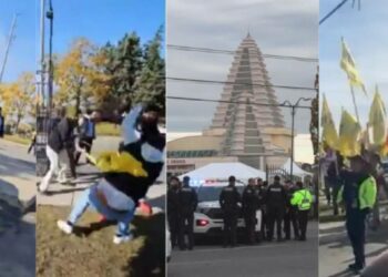 ക്ഷേത്രത്തിന് മുമ്പിൽ ആക്രമണവുമായി ഖാലിസ്ഥാൻ ഭീകരർ; ഭക്തരെ അതിക്രൂരമായി മർദ്ദിച്ചു