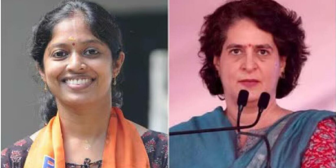 ‘കേവലം കയ്യടിക്കു വേണ്ടി പ്രസ്താവനകൾ നടത്തുന്നു’; വികസന സംവാദത്തിന് പ്രിയങ്ക വാദ്രയെ വെല്ലുവിളിച്ച് നവ്യ ഹരിദാസ്