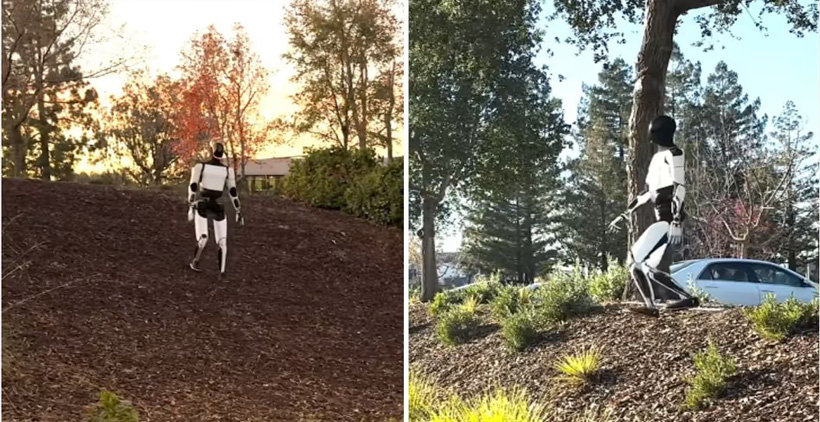 ചെങ്കുത്തായ പാതയിലൂടെ കയറിയും ഇറങ്ങിയും മസ്കിൻ്റെ ‘ആൻഡ്രോയിഡ് കുഞ്ഞപ്പൻ’ – വീഡിയോ