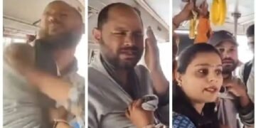 ബസ്സിനുള്ളിൽ മദ്യപിച്ചെത്തിയ യുവാവ് കയറിപ്പിടിച്ചു; നിർത്താതെ മുഖത്തടിച്ച് യുവതി – വീഡിയോ വൈറൽ